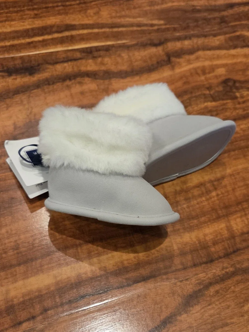 Janie and Jack NWT Size 0 (Newborn) Gray Fur Booties